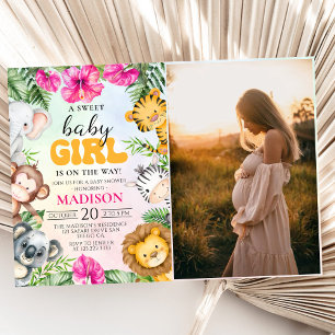 Safari Girl Baby Shower Feest Foto Kaart