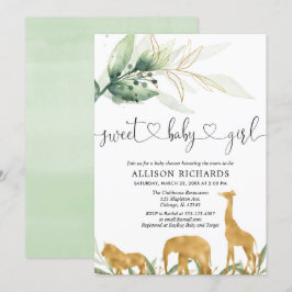 Safari girl baby shower nodigde schatje uit kaart