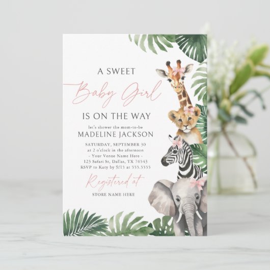 Safari Girl Baby shower Uitnodiging (Staand voorkant)