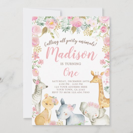 Safari Girl Birthday Kaart (Voorkant)