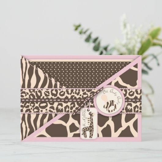 Safari Girl Invitation Card Kaart (Staand voorkant)