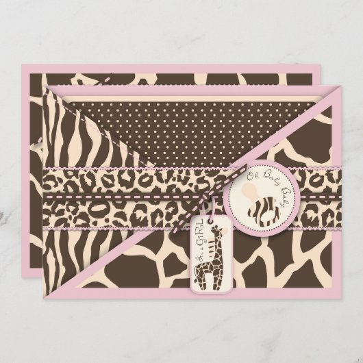 Safari Girl Invitation Card Kaart (Voorkant / Achterkant)