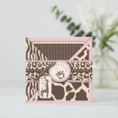 Safari Girl Invitation Square 2 Kaart (Staand voorkant)