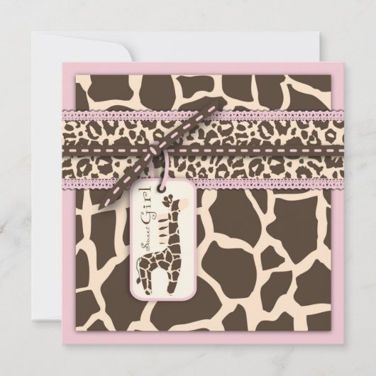 Safari Girl Invitation Square B Kaart (Voorkant)