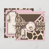 Safari Girl Invitation Square Kaart (Voorkant / Achterkant)