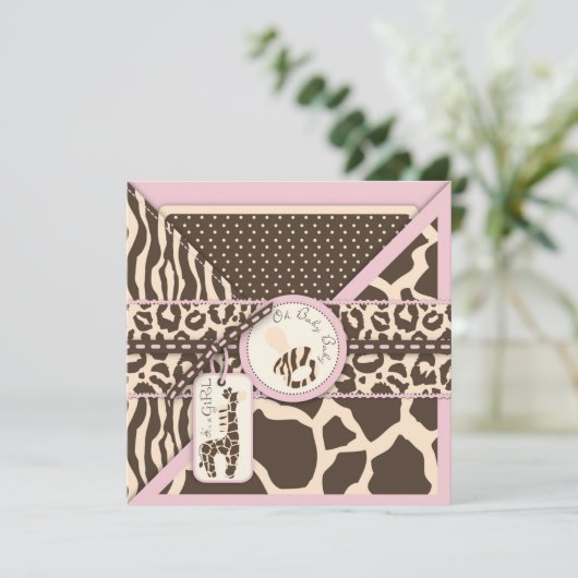 Safari Girl Invitation Square Kaart (Staand voorkant)