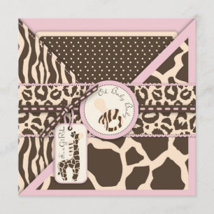 Safari Girl Invitation Square Kaart