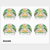 Safari Girl Party Lion Illustration Personalized Ronde Sticker (Vel)