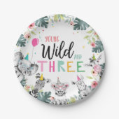 Safari Girl Pink derde verjaardag Papieren Bordje (Voorkant)