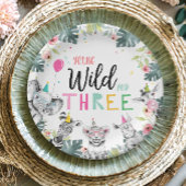 Safari Girl Pink derde verjaardag Papieren Bordje