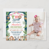 Safari Girl Two Wild 2e verjaardag foto Kaart (Voorkant)