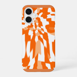 Safari Glitch Abstract Oranje Tijgerstreeppatroon iPhone 16 Hoesje