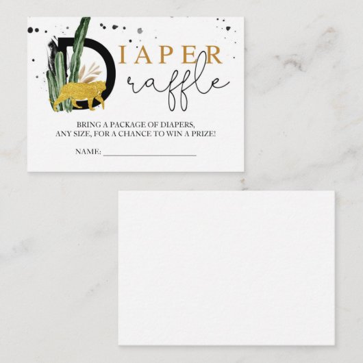 Safari Gold Animals Diaper Raffle Insert Informatiekaartje (Voorkant / Achterkant)