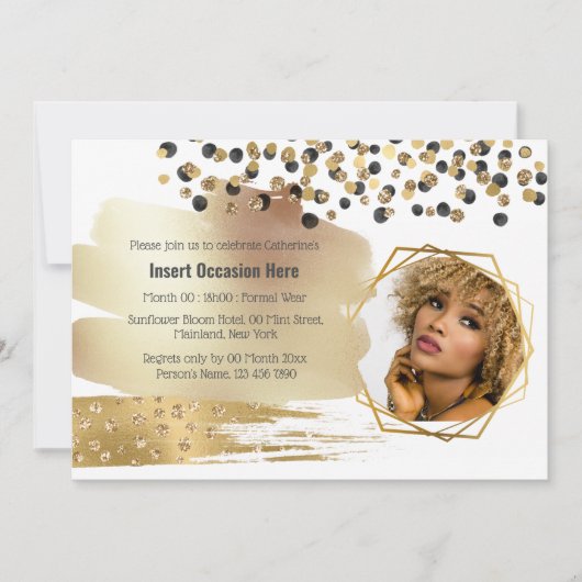 Safari gold black cheetah spots confetti glitter kaart (Voorkant)