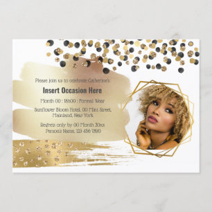 Safari gold black cheetah spots confetti glitter kaart
