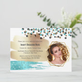 Safari Gold blue cheetah spots confetti glitter Kaart (Staand voorkant)