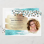 Safari Gold blue cheetah spots confetti glitter Kaart (Voorkant / Achterkant)