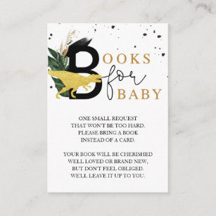 Safari Gold Dinosaur Baby shower Book Request Informatiekaartje