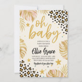 Safari Gold Leopard print Baby shower uitnodiging (Voorkant)