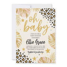 Safari Gold Leopard print Baby shower uitnodiging