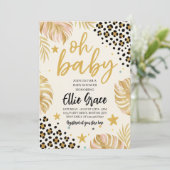 Safari Gold Leopard print Baby shower uitnodiging (Staand voorkant)