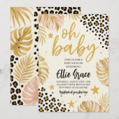 Safari Gold Leopard print Baby shower uitnodiging (Voorkant / Achterkant)