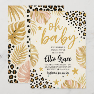 Safari Gold Leopard print Baby shower uitnodiging