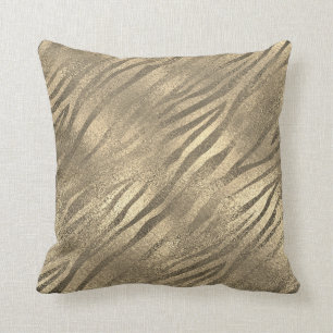 Safari Gold Zebra Animal Skin Sepia Glass Metallic Kussen