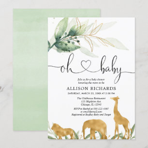 Safari gouddieren genderneutraal baby shower kaart