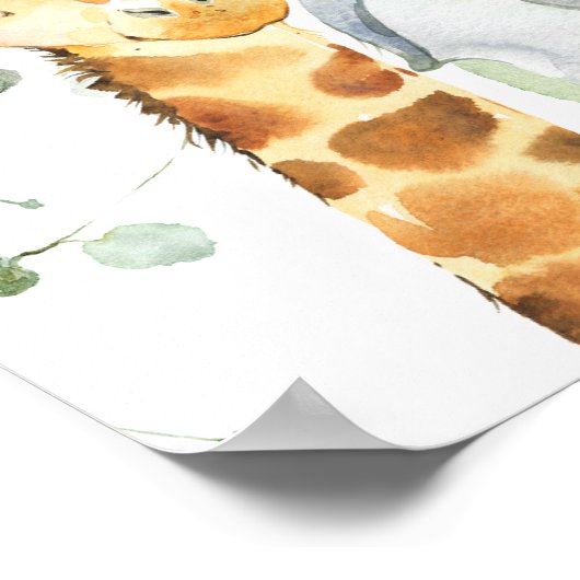 Safari Gray Gold Foliage Baby shower Welkom Poster (Hoek)