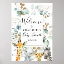 Safari Gray Gold Foliage Baby shower Welkom