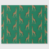 Safari Green Giraffe Design Wrapping Paper Cadeaupapier (Vlak)