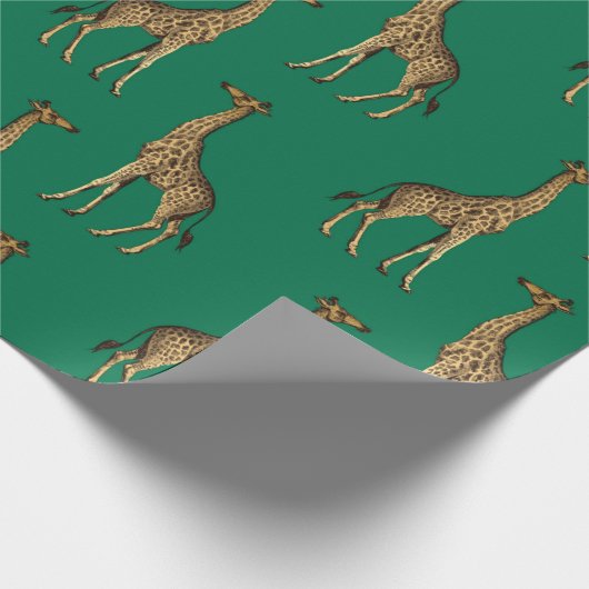 Safari Green Giraffe Design Wrapping Paper Cadeaupapier (Hoek)