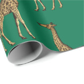 Safari Green Giraffe Design Wrapping Paper Cadeaupapier (Rol Hoek)