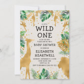 Safari Green Gold Ecru Neutral Baby shower Invite (Voorkant)