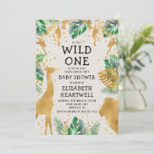 Safari Green Gold Ecru Neutral Baby shower Invite (Staand voorkant)