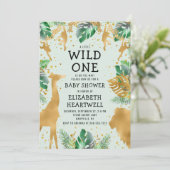 Safari Green Gold Neutral Baby shower Invitation (Staand voorkant)