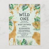 Safari Green Gold Neutral Baby shower Invitation Briefkaart (Voorkant)