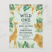 Safari Green Gold Neutral Baby shower Invitation Briefkaart (Voorkant)
