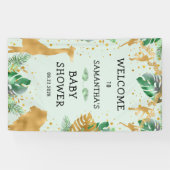 Safari Green Gold Neutral Baby shower Welkom Spandoek (Horizontaal)