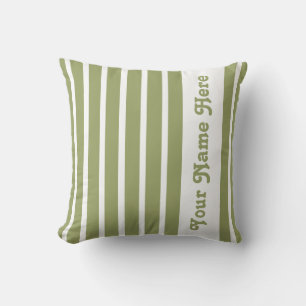 Safari Green Stripe Pillow met naam Kussen