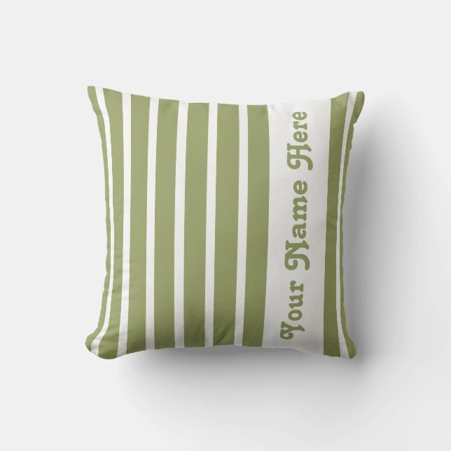 Safari Green Stripe Pillow met naam Kussen (Voorkant)