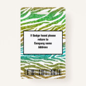 Safari Green Zebra Stripes Glitter Logo & Foto Badge (Achterkant)