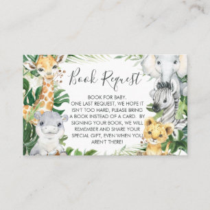 Safari Greenery Baby shower Book Request Card Visitekaartje