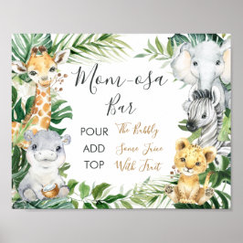 Safari Greenery Baby shower Mam-osa Bar Sign Poster