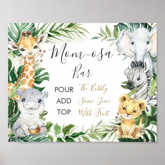 Safari Greenery Baby shower Mam-osa Bar Sign Poster (Voorkant)