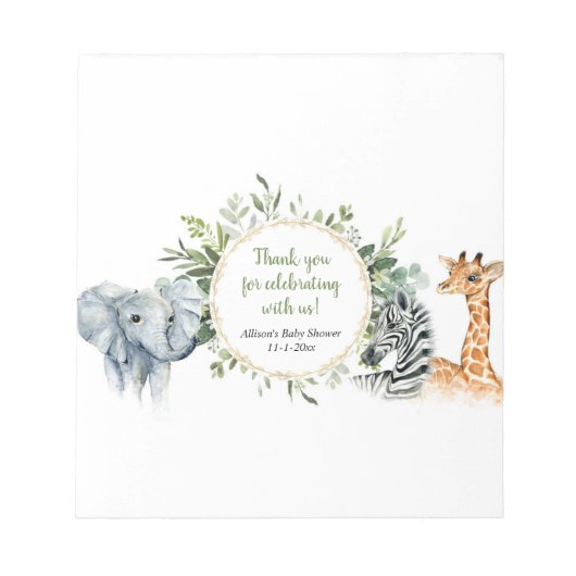 Safari greenery baby shower snoep bar wrappers notitieblok (Voorkant)