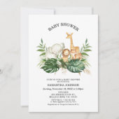 Safari Greenery Foliage Gender Neutral Baby shower Kaart (Voorkant)