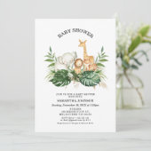 Safari Greenery Foliage Gender Neutral Baby shower Kaart (Staand voorkant)