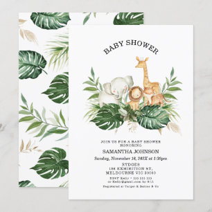 Safari Greenery Foliage Gender Neutral Baby shower Kaart